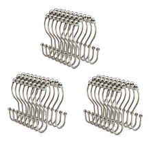 12 Pcs Shower Curtain Hooks, Shower Curtain Rings Silver