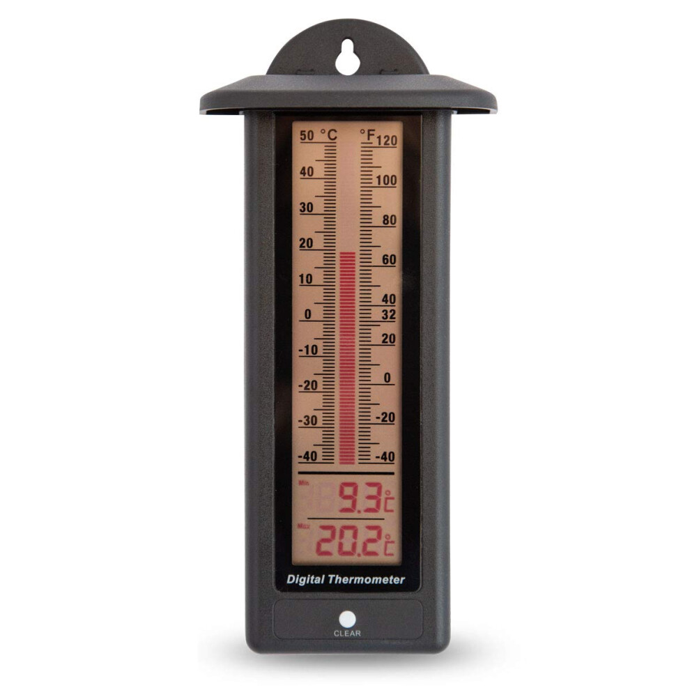 Lcd Max Min Thermometer Black, Ideal For Growing Rooms, Growing Cabinets, Greenhouses 8000000401663