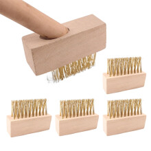 Ganquer 5PCS Patio Brush Head Replacement, Weed Brush Heads to Remove Weeds and Moss Build-Up, Wooden Block Paving Brush with Wire Bristles for