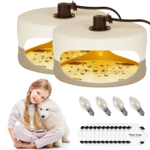 Flintronic Flea Traps for Home, Flea Light Trap, Flea Lamp Traps for Home, Flea Catcher, Non-Toxic, Natural Light, Odorless, with Light Bulbs*4, Glue