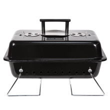 George Foreman On-The-Go Portable Charcoal BBQ, Sturdy Foldable Legs, Convenient Handle, Lightweight, Camping, Black, Charcoal Barbecue, GFPTBBQ1003B