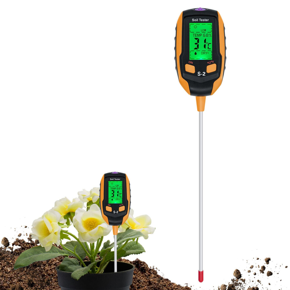 Mcbazel Light Soil Meter, 5-In-1 Digital Plant Soil Moisture Meter With Ph/Temperature/Moisture/Light/Environment Humidity For Gardening, Lawn, Farming And