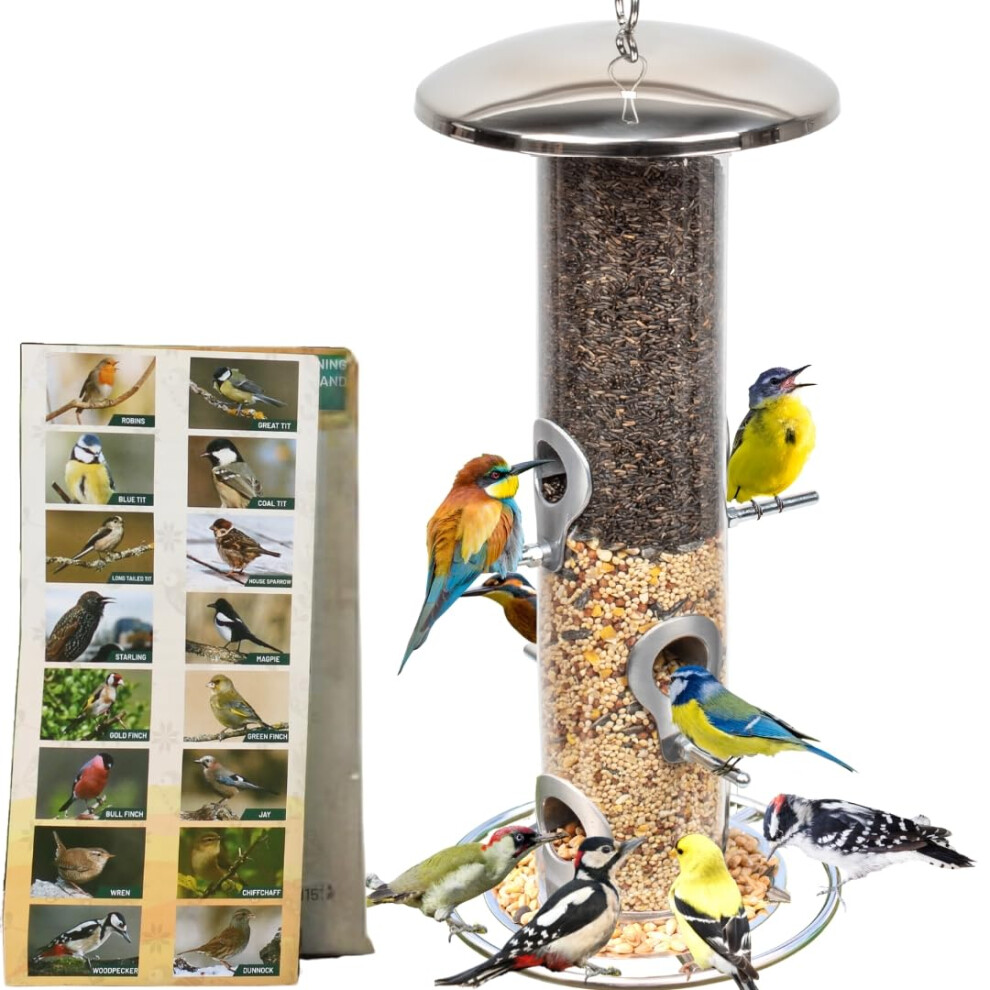 Provide Heavy Duty Stainless Steel Metal Bird Feeder, Easy Clean Garden Bird Seed Feeders Hanging, Bird Feeders For Small Birds, Bird Feeders Hanging For Wild