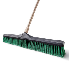 Eyliden 24" Heavy Duty Garden Broom, Large Stiff Outdoor Broom with 66" Enhanced Steel Long Handle, Multi-Surface Yard Brush for Garage Garden Yard