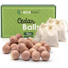 ecoKiwi Moth Balls 75 Pack - Cedarwood Moth Repellent - 100% Natural Cedar Balls Moth Repellent for Wardrobes - Cedar Oil Moth Repellent Anti Moth -