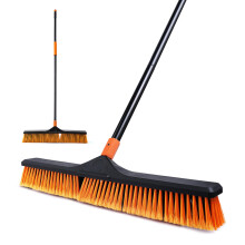 CLEANHOME Garden Broom,Yard Brush Heavy Duty Outdoor 2-1, suitable for Schools, Factories, Gardens, Broom Outdoor,Sweeping Brush(Orange black)