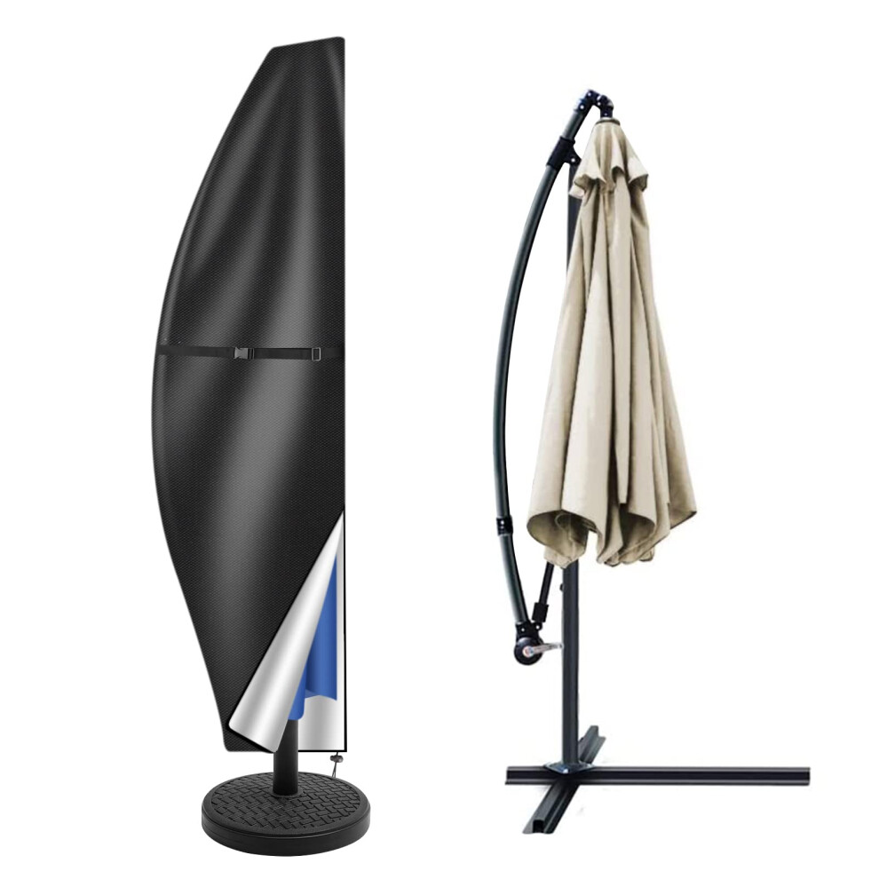Teynewer Parasol Cover Waterproof, Cantilever / Straight Parasol Protective Cover With Telescopic Pole And Zipper Fit For 2 To 4 M Large Umbrella