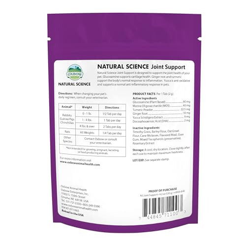 Oxbow Animal Health Natural Science Joint Support, transparent 1