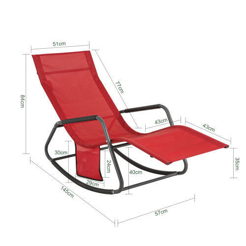 SoBuy Sedia a Dondolo da Giardino con Tasca, Rosso 2