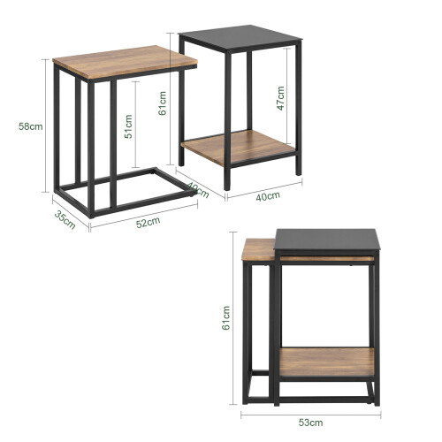 SoBuy Satsbord set om 2, Sidobord, Soffbord, Ca... 2