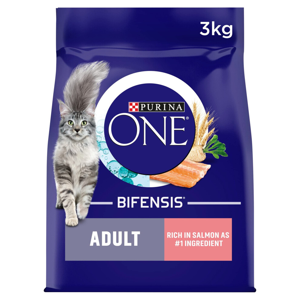 New Purina One Adult Dry Cat Food Rich In 3Kg, Pack Of 4 Salmon 12297646_Case