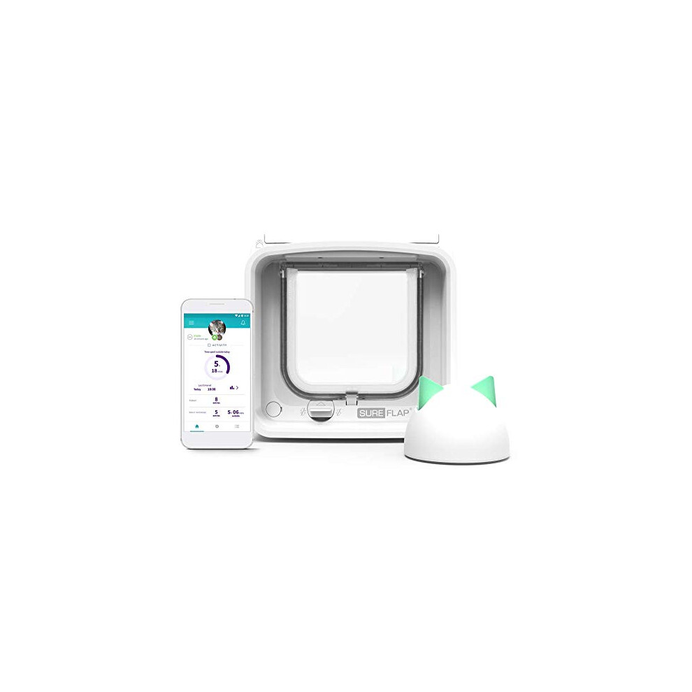 Sure Petcare SureFlap Microchip Cat Flap Connect with Sure Petcare Hub, DualScan Technology, RFID Collar Tags and Microchip Compatible, Mobile App