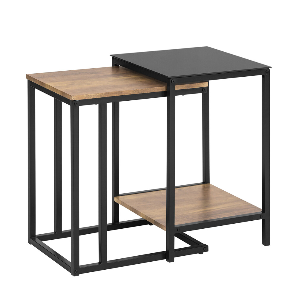 SoBuy Nesting Tables Black Glass Top 40x40x61cm-image-OPC-PHXBX8D-NEW