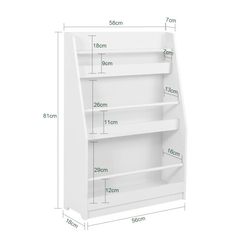 SoBuy Kids Bookcase 3-Shelf White 58x81cm 2