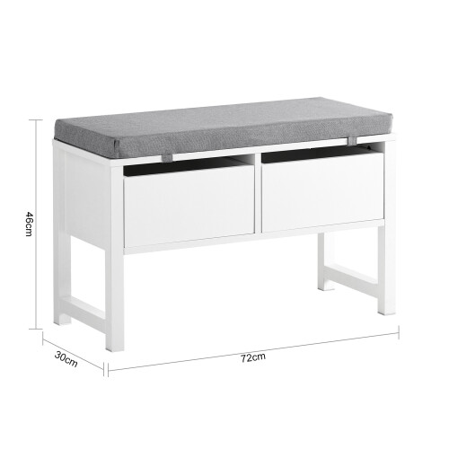 SoBuy Πάγκος Εισόδου Λευκός 72x30x46 εκ. με 2 Συρτάρια 2