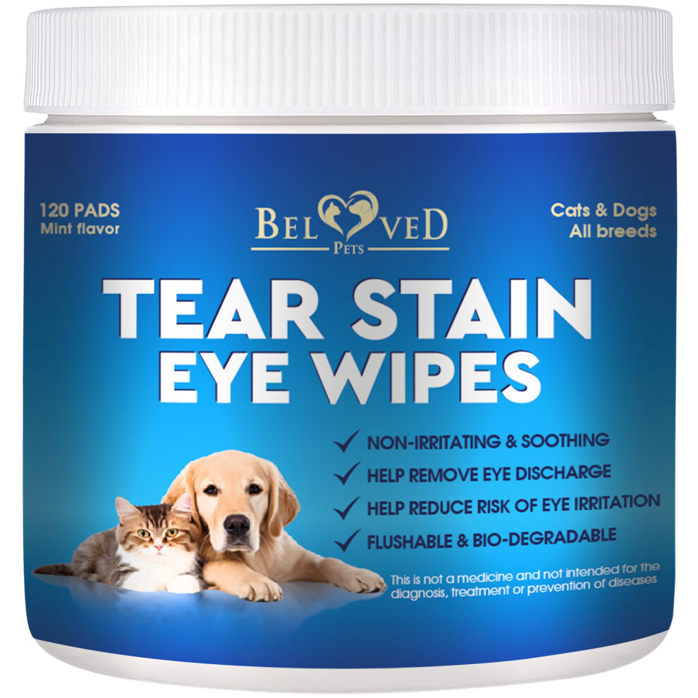Beloved Pets Pet Eye Wash Drops & Wipes Help Prevent Allergies Symptoms, Infections, Runny, Dry Eyes, Tear Stains - Helps With Abrasions, Irritations - Dirt Crust