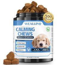 WEALLIN Dog Calming Treats, 200 Count Natural Soothing Dog Chews for Relaxation Support ? Helps with Puppy Separation, Barking, Travel, Thunder &