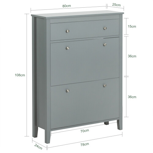 SoBuy Shoe Cabinet Storage Unit 80x25x108cm Grey 2