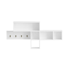 Perchero de Pared SoBuy con 5 Estantes y 4 Ganchos, Blanco