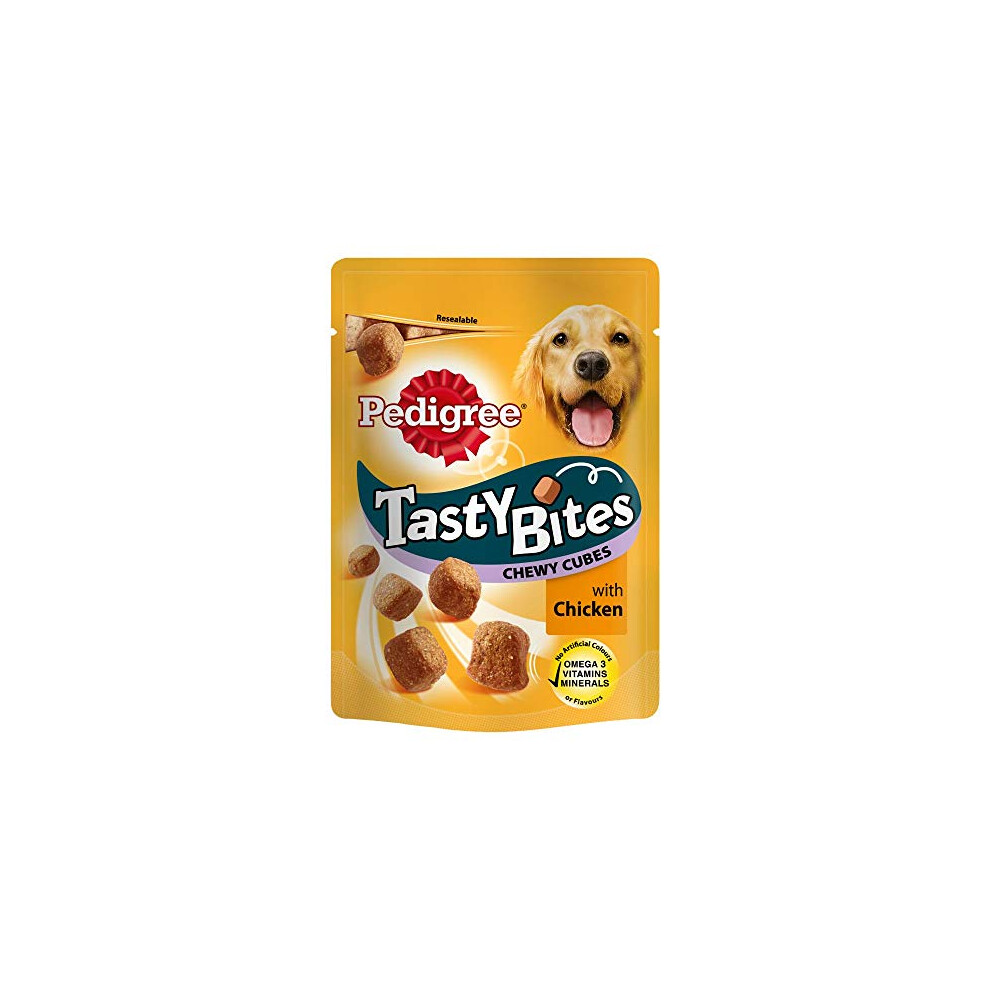 New Pedigree Pet-86828 Tasty Bites Chewy Cubes With Chicken (130G) 8 Pack