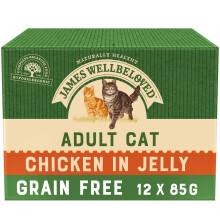 James Wellbeloved Adult Grain-Free Chicken in Jelly 12 Pouches, Hypoallergenic Wet Cat Food, Pack of 1 (12x85 g)