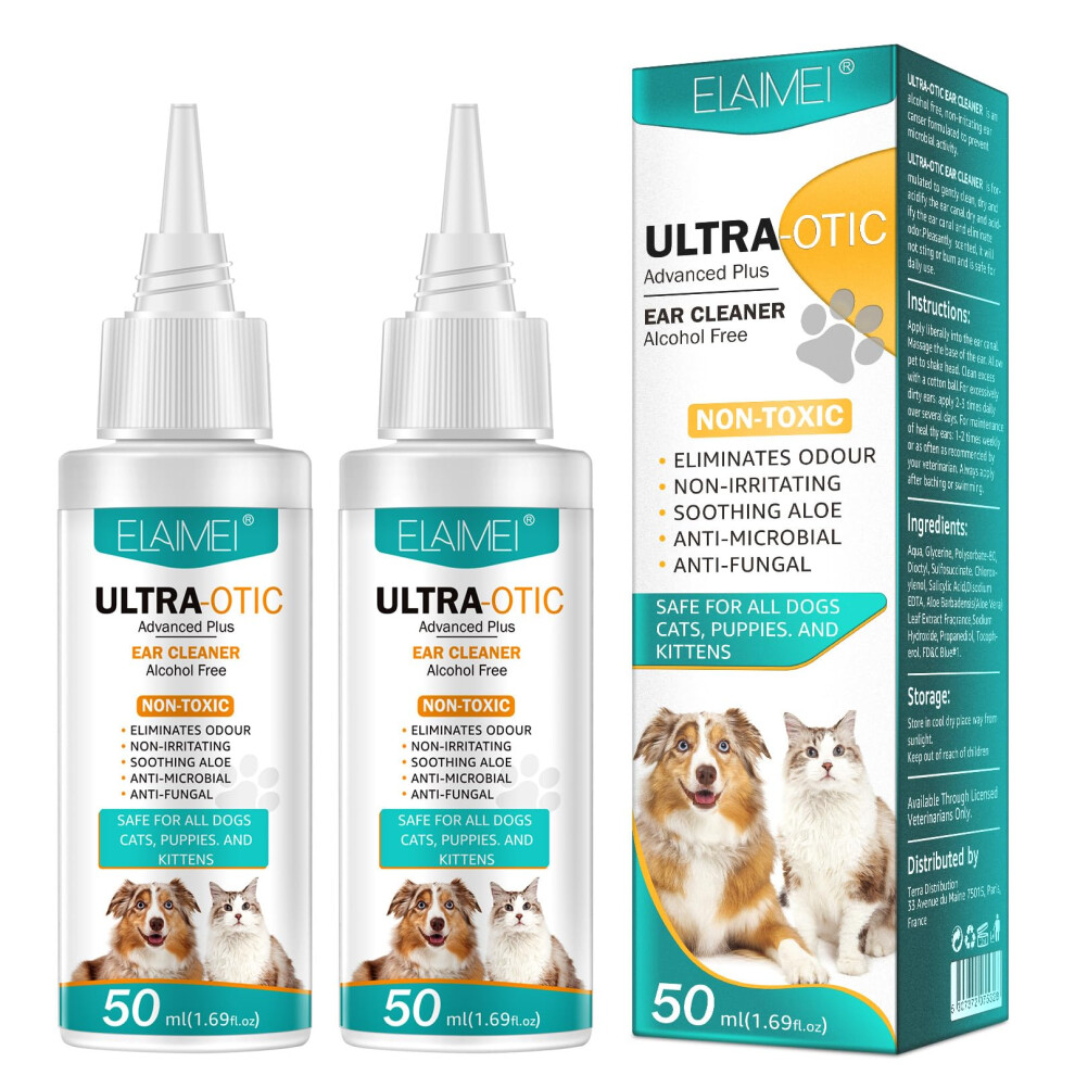 Smddx Dog Ear Drops,(50Mlx2) Dog Ear Drops For Infection Antibiotics,Ear Cleaner For Dogs Provides Relief For Yeast Infection, Itching And