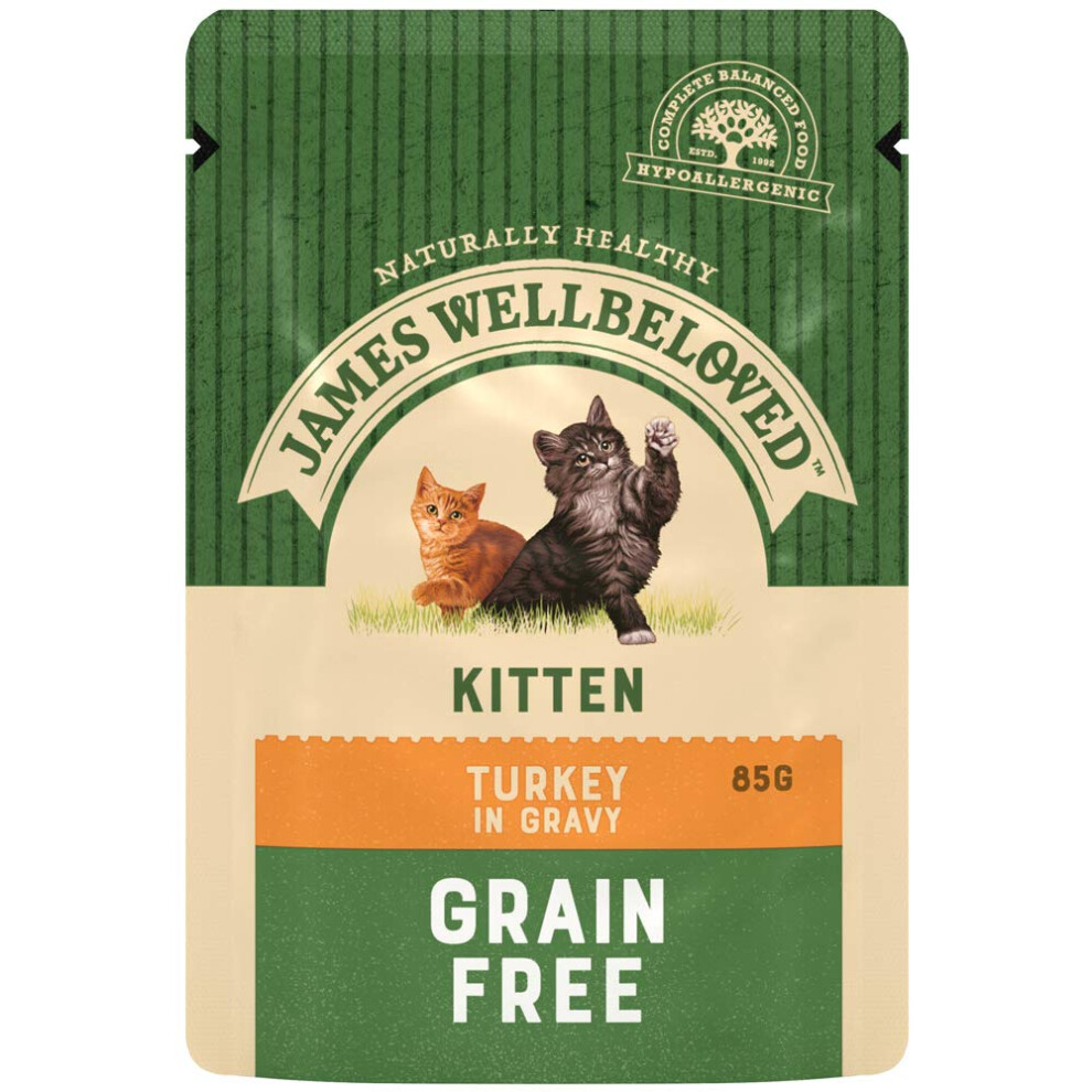 New James Wellbeloved Kitten -Free Turkey In Gravy 12 Pouches, Hypoallergenic Wet Cat Food, Pack Of 1 (12X85 G) Grain 04Jwc6