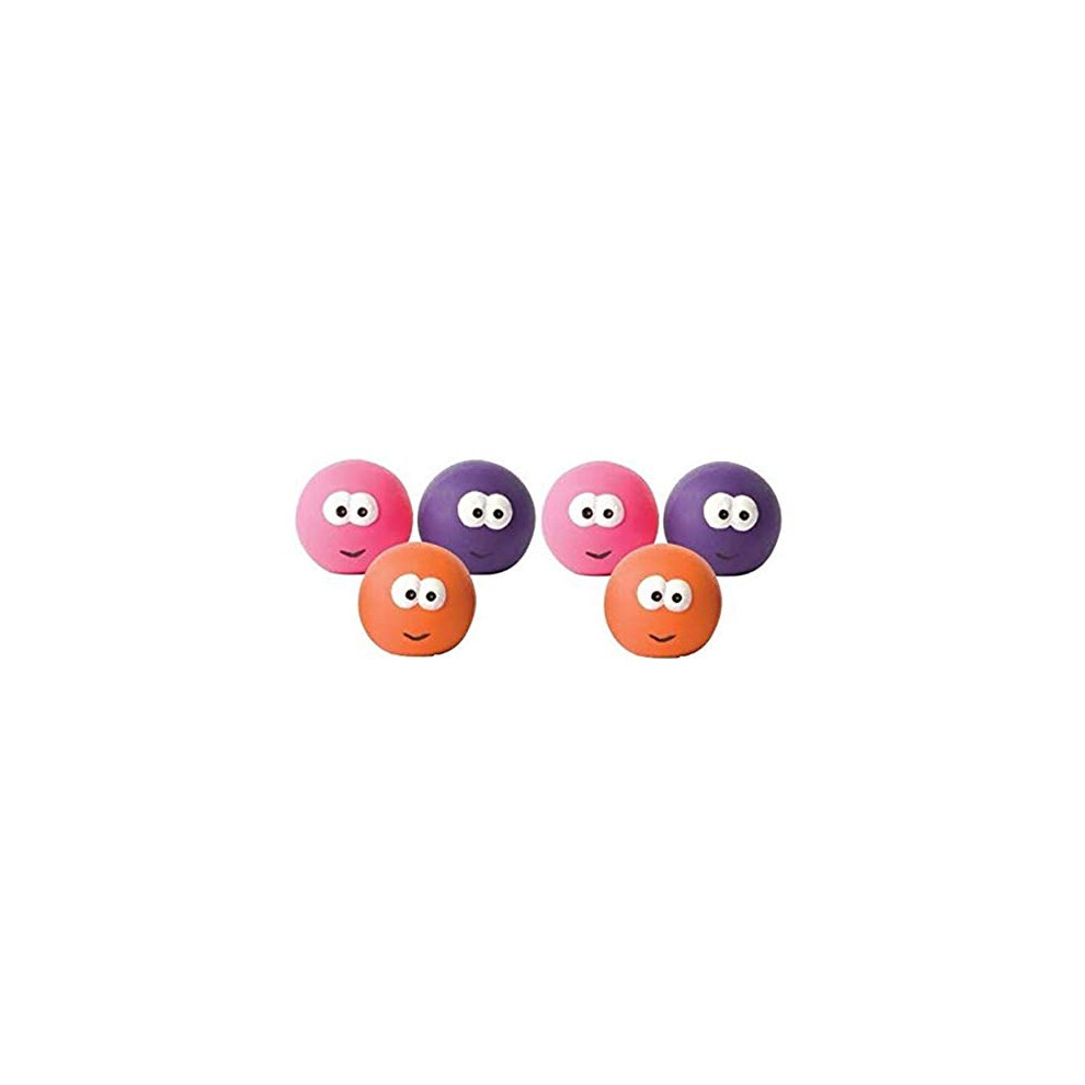 Goodboy Boys Good New 6 Pck 7 Cm Latex Face Balls Big Eyes Dog Puppy Squeaky Toy 08383