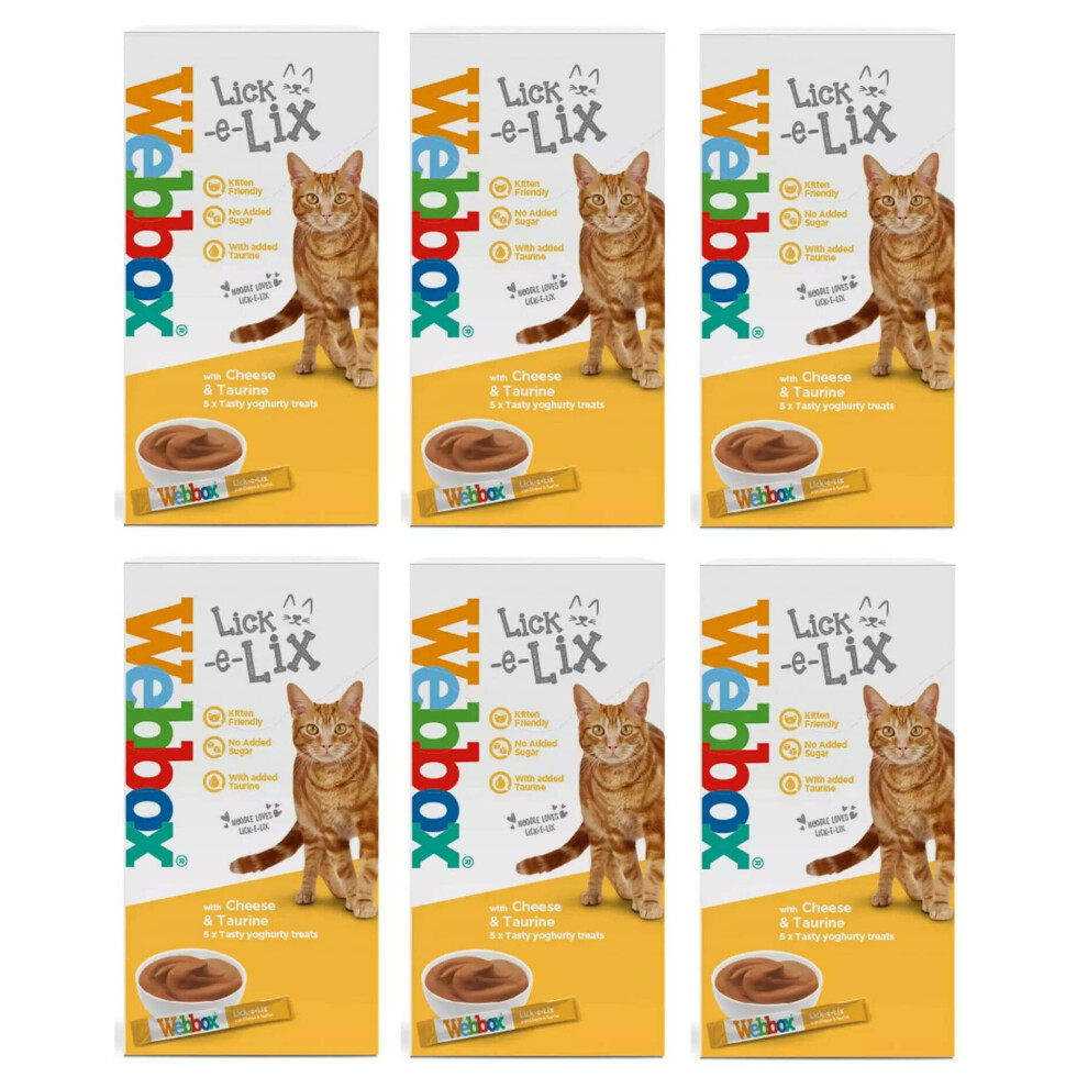 New Webbox Lick-E-Lix Yoghurt With Cheese And Taurine 5 X 15G Sachets (Pack Of 6)