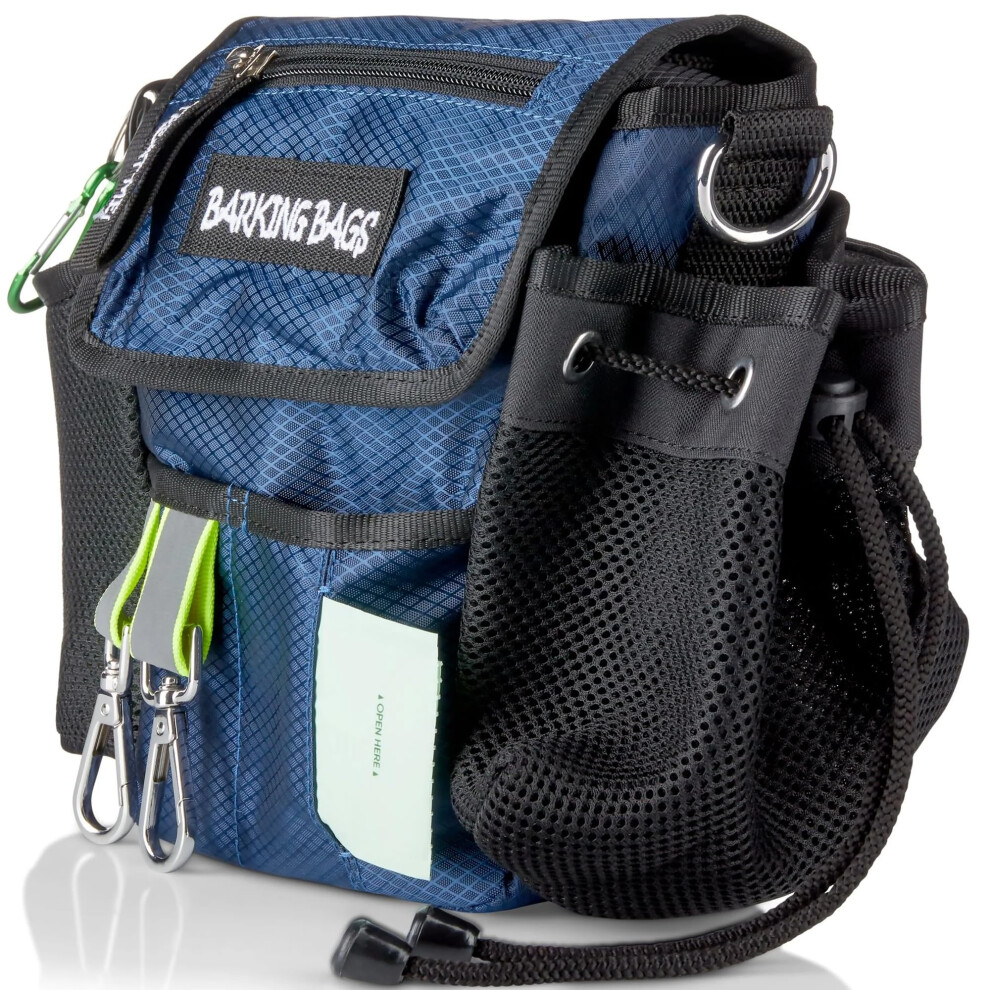 Barking Bags Blue | Original Dog Walking Bag - | As Seen On Dragons? Den | Lightweight & Practical Design | Carry Dog Toys, Treats, Poop Bags & More