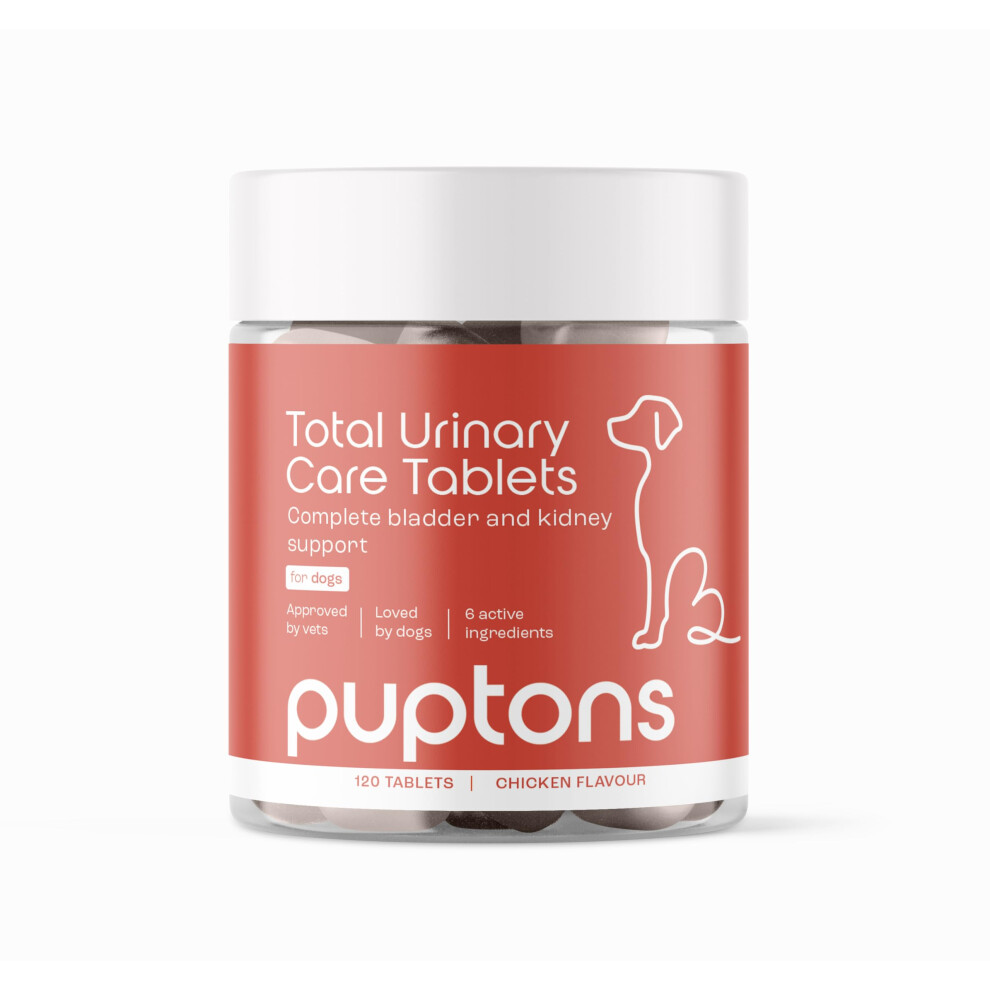 Puptons Total Urinary Care | Dog Uti, Incontinence & Cystitis Relief Tablets | Natural Ingredients | Advanced Bladder & Kidney Support For Dogs (60