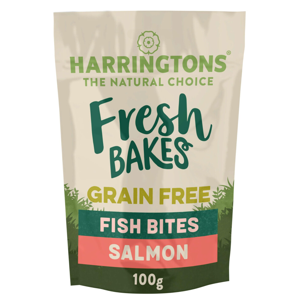 Harringtons Fresh Bakes Free Baked Fish Bites Dog Treats 100G (Pack Of 8) - Gently Oven Baked Grain/Salmon