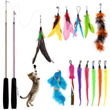 Bojafa Cat Toys for Indoor Cats Adult: Interactive Kitten Feather Wand Toys - 15Pcs Cat Teaser Toys