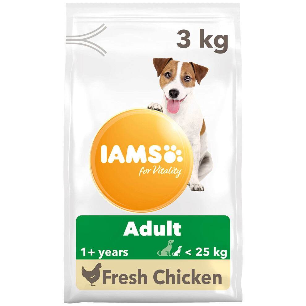 New Iams Complete Dry Dog Food For Adult 1+ Small And Medium Breeds With Chicken 3 Kg(Packaging May Vary) 8.71E+12