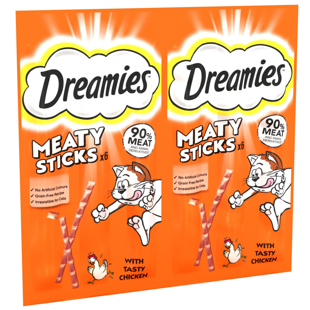 Dreamies Meaty Sticks 84 Pieces, Cat Treats Tasty Snacks With Delicious Chicken, Pack Of 14 X(30G)