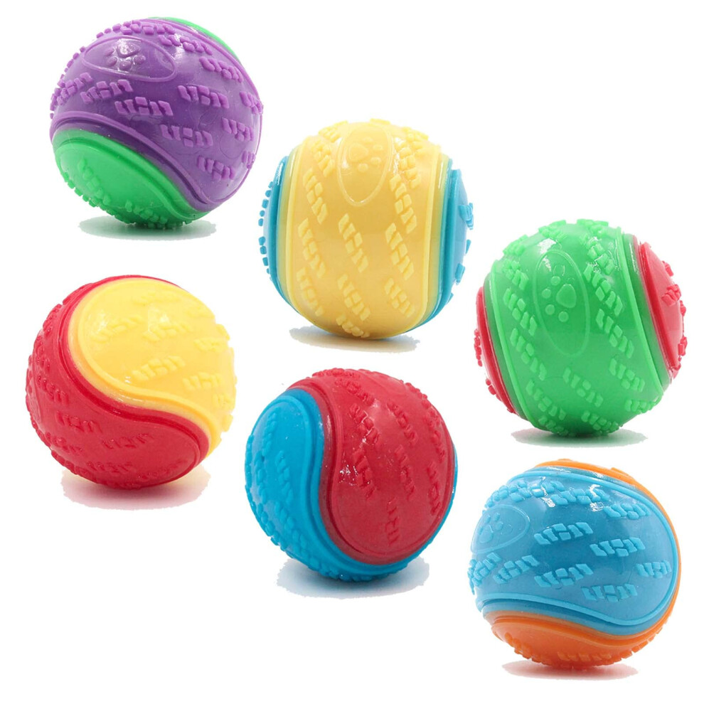 Sricam Green/Purple/Red 6Pcs Squeaky Dog Ball, Dog Toys Teeth Cleaning Puppy Chew Toys Pet Training Ball Dog Interactive Dog Ball