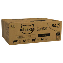 whiskas Junior Classic Selection in Gravy 84 Pouches, Wet Kitten and Cat Food, Selection of Beef, Lamb, Chicken and Poultry, Megapack (84 x 85 g)