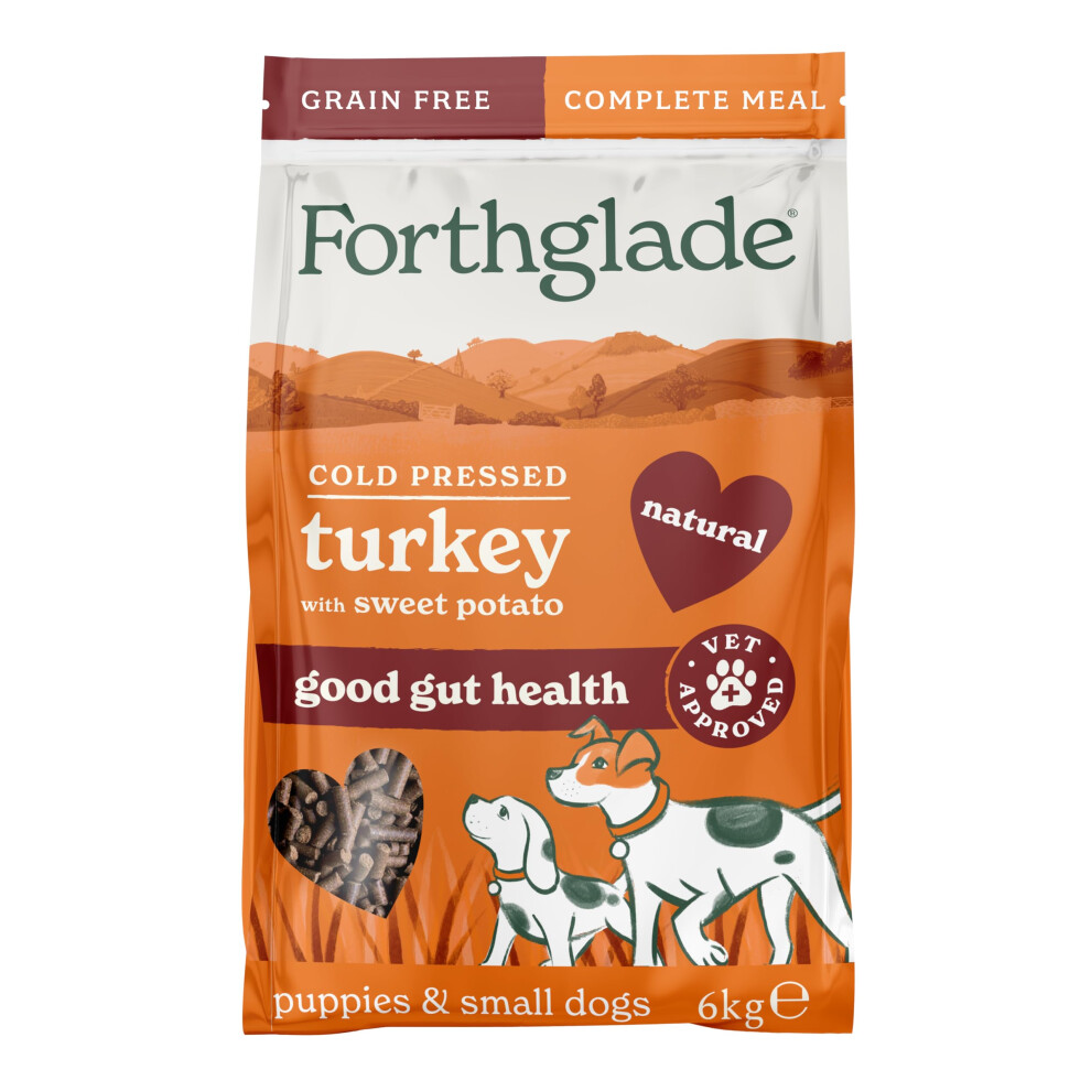 New Forthglade Dry Dog Food, Cold Pressed (2Kg Resealable Bag), Puppy And Small Dog Dry Meals With Turkey & Vegetables, Hypoallergenic Dog Food, Grain