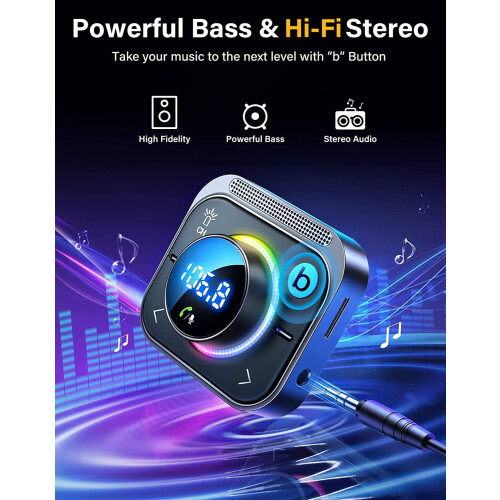 Bluetooth 5.3 Automatic Wireless Adapter FM Transmitter 1