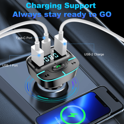 Car MP3 USB C Car Charger FM Transmitter 1