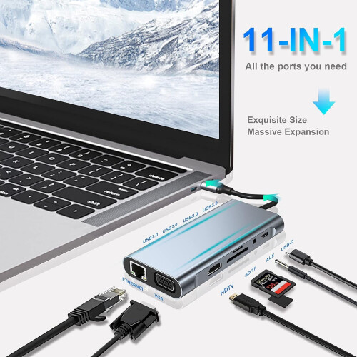 11-in-1 USB-C hub adapter docking station 1