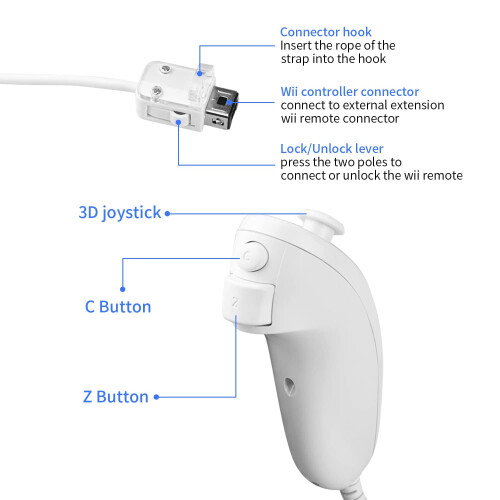 2 Pack Wii Nunchuck Controller Game Pad 1