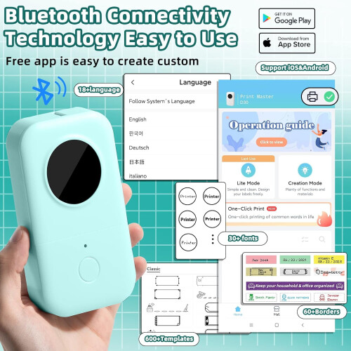 D30 Thermal Mini Bluetooth Label Printer 1