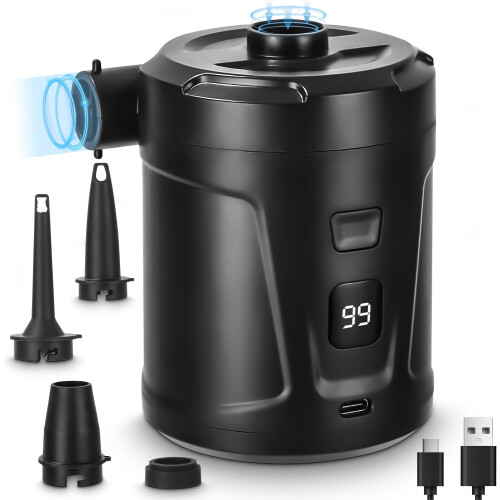 Mini Electric Inflator with 3 Air Nozzles Air Pump