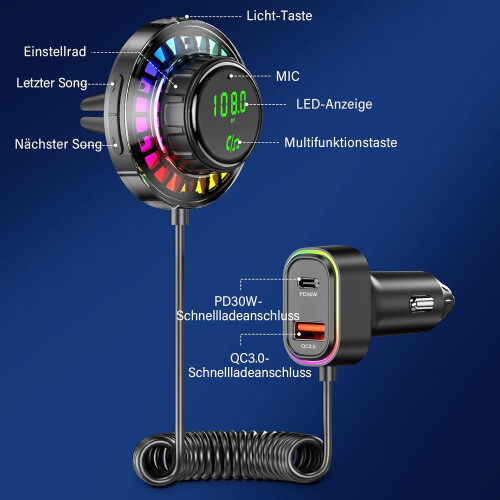 Bluetooth 5.3 Adapter Car Bluetooth FM Transmitter 1