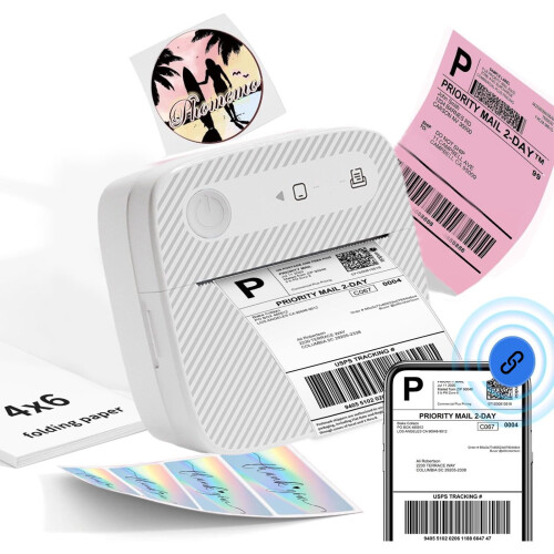 Portable thermal all-in-one label printer