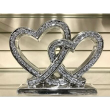 Crushed Diamond Double Heart Ornament 27Cm