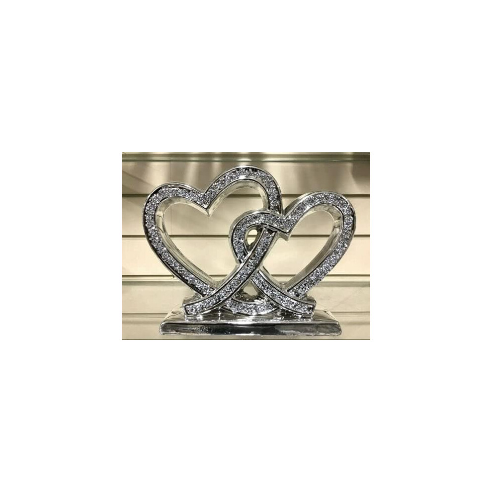 Biznest Crushed Diamond Double Heart Ornament 27Cm