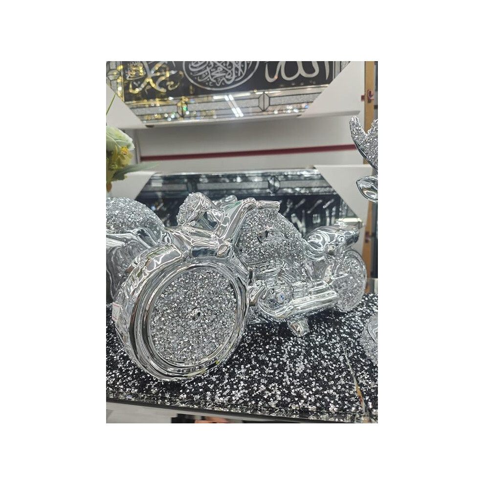 Biznest Ceramic Crushed Diamond Bike Ornament Décor Silver