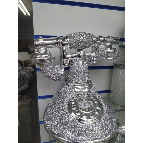 Crushed Diamond Telephone Ornament Silver 30x20x10CM